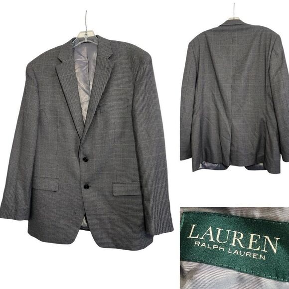 Lauren Ralph Lauren blazer mens 42R gray multicolor houndstooth office‎ -5 - Picture 1 of 7